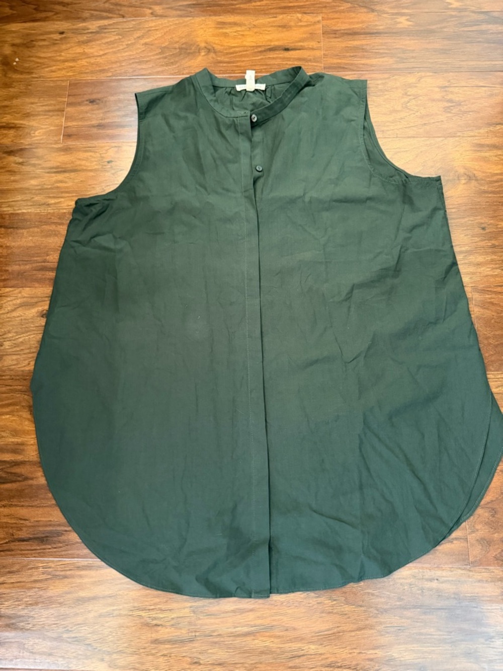 Eileen Fisher Washed Organic Cotton Poplin Band Collared Shirt Size M